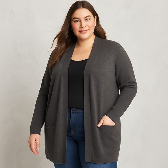 OLD NAVY LONGLINE OPEN FRONT CARDIGAN – GRAY – SIZE 3X PLUS - Picture 3 of 6
